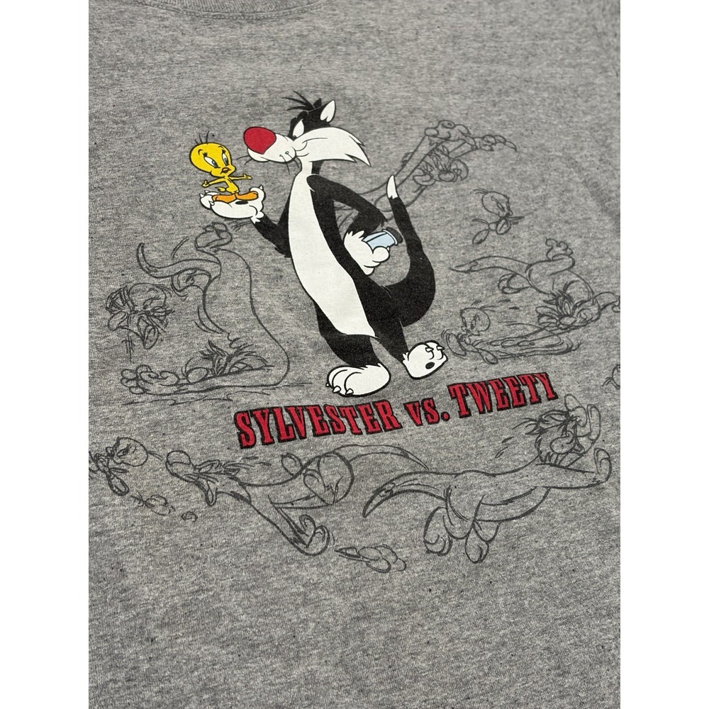 Vintage 1996 Looney Tunes Sylvester VS. Tweety Tee Grey Large Made‎ In USA 90s - Picture 4 of 10